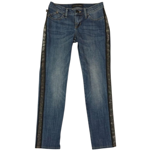 ROCK & REPUBLIC Berlin Jeans‎ Skinny Glam Tuxedo Side Stripe Denim Women's 6 Y2K - Picture 1 of 12